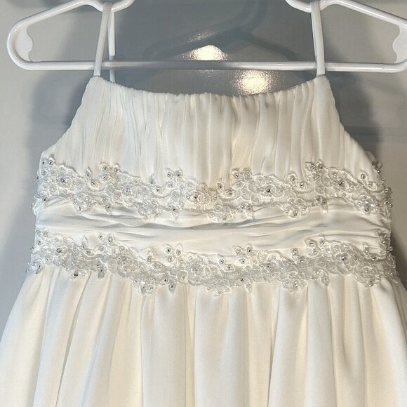 David's Bridal SZ 4 Ivory Full Length Dress Flower Girl Formal Concert Recital - Picture 2 of 9